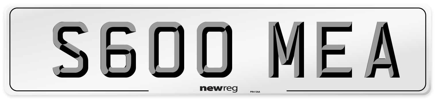 S600 MEA Number Plate from New Reg